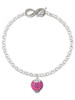 Silver Plated Hot Pink Crystal Sparkle Spinner - Custom Engraved Infinity Toggle Bracelet: Personalized Jewelry Gift - Names, Initials, Dates, Bible Verses