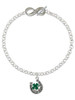 Silver Plated Good Luck Horseshoe with Green Four Leaf Clover - Custom Engraved Infinity Toggle Bracelet: Personalized Jewelry Gift - Names, Initials, Dates, Bible Verses