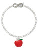 Silver Plated Large Red Apple - Custom Engraved Infinity Toggle Bracelet: Personalized Jewelry Gift - Names, Initials, Dates, Bible Verses