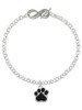 Silver Plated Large Black Paw - Custom Engraved Infinity Toggle Bracelet: Personalized Jewelry Gift - Names, Initials, Dates, Bible Verses