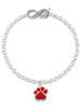 Silver Plated Large Red Paw - Custom Engraved Infinity Toggle Bracelet: Personalized Jewelry Gift - Names, Initials, Dates, Bible Verses