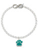 Silver Plated Large Teal Paw - Custom Engraved Infinity Toggle Bracelet: Personalized Jewelry Gift - Names, Initials, Dates, Bible Verses