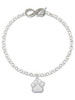 Silver Plated Large White Paw - Custom Engraved Infinity Toggle Bracelet: Personalized Jewelry Gift - Names, Initials, Dates, Bible Verses