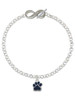 Silver Plated Small Navy Blue Paw - Custom Engraved Infinity Toggle Bracelet: Personalized Jewelry Gift - Names, Initials, Dates, Bible Verses