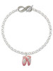 Silver Plated Large Pink Ballet Slippers - Custom Engraved Infinity Toggle Bracelet: Personalized Jewelry Gift - Names, Initials, Dates, Bible Verses