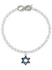 Silver Plated Blue Star Of David - Custom Engraved Infinity Toggle Bracelet: Personalized Jewelry Gift - Names, Initials, Dates, Bible Verses