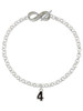 Silver Plated Black Number - 4 - Custom Engraved Infinity Toggle Bracelet: Personalized Jewelry Gift - Names, Initials, Dates, Bible Verses