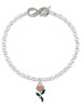Silver Plated Pink Rose Flower - Custom Engraved Infinity Toggle Bracelet: Personalized Jewelry Gift - Names, Initials, Dates, Bible Verses