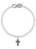 Silver Plated Antiqued Celtic Cross - Custom Engraved Infinity Toggle Bracelet: Personalized Jewelry Gift - Names, Initials, Dates, Bible Verses
