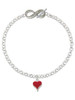 Silver Plated Small Long Red Heart - Custom Engraved Infinity Toggle Bracelet: Personalized Jewelry Gift - Names, Initials, Dates, Bible Verses