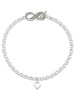 Silver Plated Mini Two Sided White Heart - Custom Engraved Infinity Toggle Bracelet: Personalized Jewelry Gift - Names, Initials, Dates, Bible Verses