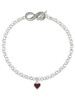 Silver Plated Mini Two Sided Maroon Heart - Custom Engraved Infinity Toggle Bracelet: Personalized Jewelry Gift - Names, Initials, Dates, Bible Verses