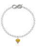 Silver Plated Small Long Yellow Heart - Custom Engraved Infinity Toggle Bracelet: Personalized Jewelry Gift - Names, Initials, Dates, Bible Verses