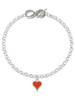 Silver Plated Small Long Orange Heart - Custom Engraved Infinity Toggle Bracelet: Personalized Jewelry Gift - Names, Initials, Dates, Bible Verses