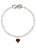 Silver Plated Small Long Maroon Heart - Custom Engraved Infinity Toggle Bracelet: Personalized Jewelry Gift - Names, Initials, Dates, Bible Verses