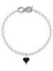 Silver Plated Small Long Black Heart - Custom Engraved Infinity Toggle Bracelet: Personalized Jewelry Gift - Names, Initials, Dates, Bible Verses