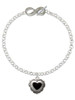 Silver Plated Black Concho Heart - Custom Engraved Infinity Toggle Bracelet: Personalized Jewelry Gift - Names, Initials, Dates, Bible Verses