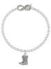 Silver Plated Cowboy Boots - Custom Engraved Infinity Toggle Bracelet: Personalized Jewelry Gift - Names, Initials, Dates, Bible Verses