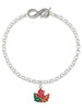 Silver Plated Large Orange Fall Leaf - Custom Engraved Infinity Toggle Bracelet: Personalized Jewelry Gift - Names, Initials, Dates, Bible Verses