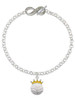Silver Plated Volleyball - Crown - Custom Engraved Infinity Toggle Bracelet: Personalized Jewelry Gift - Names, Initials, Dates, Bible Verses