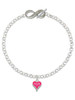 Silver Plated Small Long Hot Pink Heart - Custom Engraved Infinity Toggle Bracelet: Personalized Jewelry Gift - Names, Initials, Dates, Bible Verses