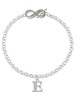 Silver Plated Large Initial - E - Custom Engraved Infinity Toggle Bracelet: Personalized Jewelry Gift - Names, Initials, Dates, Bible Verses