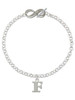 Silver Plated Large Initial - F - Custom Engraved Infinity Toggle Bracelet: Personalized Jewelry Gift - Names, Initials, Dates, Bible Verses
