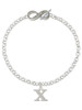 Silver Plated Large Initial - X - Custom Engraved Infinity Toggle Bracelet: Personalized Jewelry Gift - Names, Initials, Dates, Bible Verses