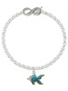 Silver Plated Blue Tropical Fish with Yellow Fins - Custom Engraved Infinity Toggle Bracelet: Personalized Jewelry Gift - Names, Initials, Dates, Bible Verses