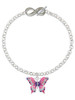 Silver Plated Large Hot Pink & Purple Butterfly - Custom Engraved Infinity Toggle Bracelet: Personalized Jewelry Gift - Names, Initials, Dates, Bible Verses