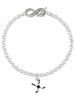 Silver Plated Hockey Sticks with Puck - Custom Engraved Infinity Toggle Bracelet: Personalized Jewelry Gift - Names, Initials, Dates, Bible Verses