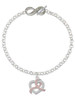 Silver Plated Heart Outline Looping Pink Ribbon - Custom Engraved Infinity Toggle Bracelet: Personalized Jewelry Gift - Names, Initials, Dates, Bible Verses
