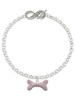 Silver Plated Large Light Pink Crystal Dog Bone - Custom Engraved Infinity Toggle Bracelet: Personalized Jewelry Gift - Names, Initials, Dates, Bible Verses