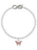 Silver Plated Pink Butterfly with 2 Pink Crystals - Custom Engraved Infinity Toggle Bracelet: Personalized Jewelry Gift - Names, Initials, Dates, Bible Verses