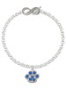 Silver Plated Large Paw with Blue Crystals - Custom Engraved Infinity Toggle Bracelet: Personalized Jewelry Gift - Names, Initials, Dates, Bible Verses