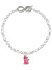 Silver Plated Hot Pink Glitter Cat - Custom Engraved Infinity Toggle Bracelet: Personalized Jewelry Gift - Names, Initials, Dates, Bible Verses