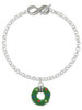 Silver Plated Green Resin Wreath with Crystals - Custom Engraved Infinity Toggle Bracelet: Personalized Jewelry Gift - Names, Initials, Dates, Bible Verses