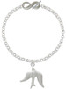 Silver Plated 3-D Dove - Custom Engraved Infinity Toggle Bracelet: Personalized Jewelry Gift - Names, Initials, Dates, Bible Verses