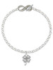 Silver Plated Antiqued Four Leaf Clover - Custom Engraved Infinity Toggle Bracelet: Personalized Jewelry Gift - Names, Initials, Dates, Bible Verses