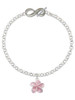 Silver Plated Pink Plumeria Flower - Custom Engraved Infinity Toggle Bracelet: Personalized Jewelry Gift - Names, Initials, Dates, Bible Verses