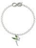 Silver Plated Large Fairy with Lime Green Wings - Custom Engraved Infinity Toggle Bracelet: Personalized Jewelry Gift - Names, Initials, Dates, Bible Verses