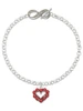 Silver Plated Open Heart with Red Crystal Border - Custom Engraved Infinity Toggle Bracelet: Personalized Jewelry Gift - Names, Initials, Dates, Bible Verses