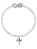 Silver Plated Small Fairy with Purple Wings - Custom Engraved Infinity Toggle Bracelet: Personalized Jewelry Gift - Names, Initials, Dates, Bible Verses
