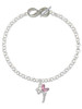 Silver Plated Small Fairy with Pink Wings - Custom Engraved Infinity Toggle Bracelet: Personalized Jewelry Gift - Names, Initials, Dates, Bible Verses