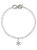 Silver Plated Mini Star of David with Pink Crystal - Custom Engraved Infinity Toggle Bracelet: Personalized Jewelry Gift - Names, Initials, Dates, Bible Verses