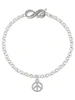 Silver Plated Peace Sign - Custom Engraved Infinity Toggle Bracelet: Personalized Jewelry Gift - Names, Initials, Dates, Bible Verses
