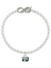 Silver Plated Small Green Enamel Present - Custom Engraved Infinity Toggle Bracelet: Personalized Jewelry Gift - Names, Initials, Dates, Bible Verses