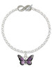 Silver Plated Large Purple Butterfly with 6 AB Crystals - Custom Engraved Infinity Toggle Bracelet: Personalized Jewelry Gift - Names, Initials, Dates, Bible Verses