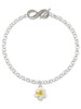 Silver Plated White and Yellow Flower - Custom Engraved Infinity Toggle Bracelet: Personalized Jewelry Gift - Names, Initials, Dates, Bible Verses