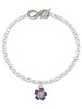 Silver Plated Purple and White African Violet Flower - Custom Engraved Infinity Toggle Bracelet: Personalized Jewelry Gift - Names, Initials, Dates, Bible Verses